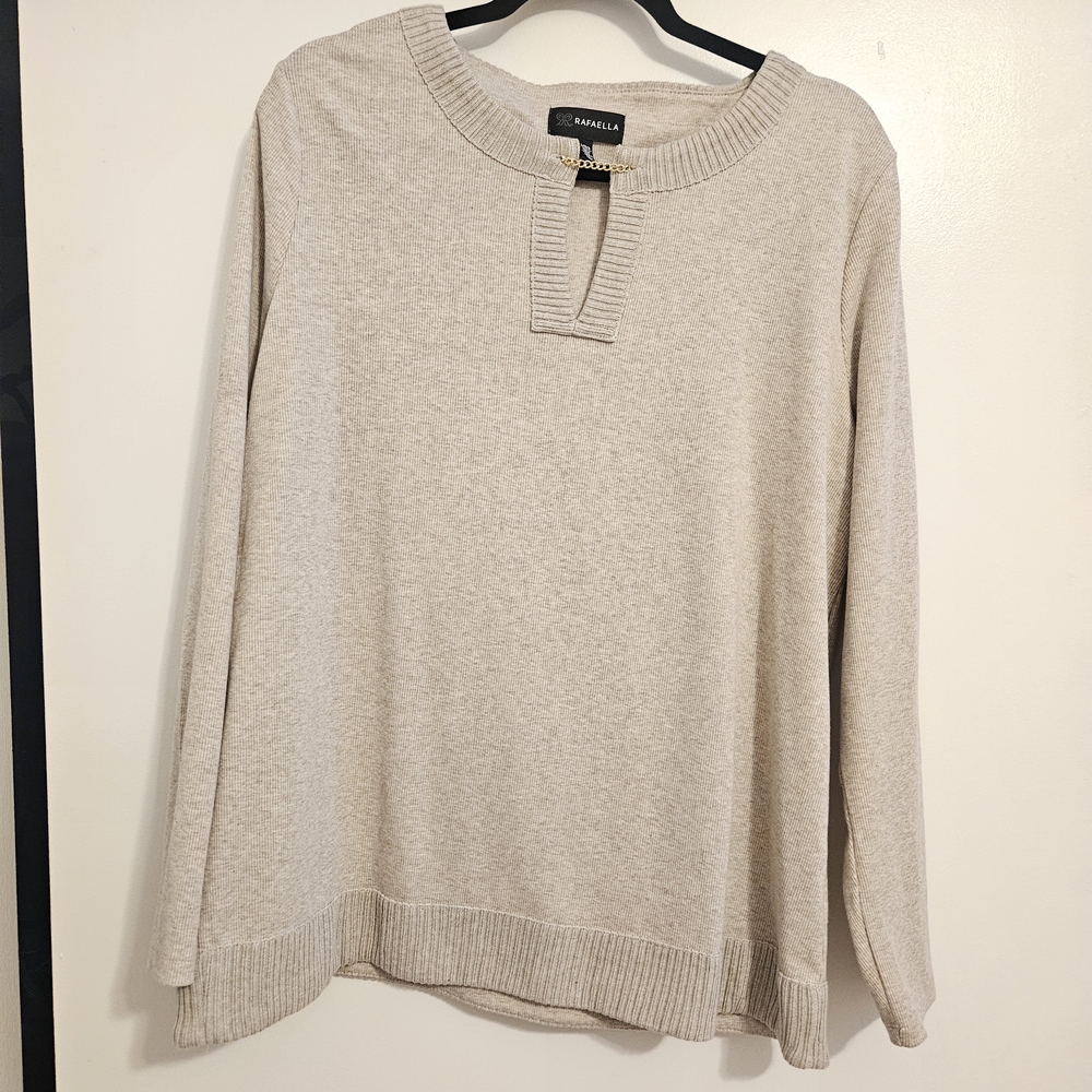 Rafaella Cream Crewneck Sweater Lightweight Knit